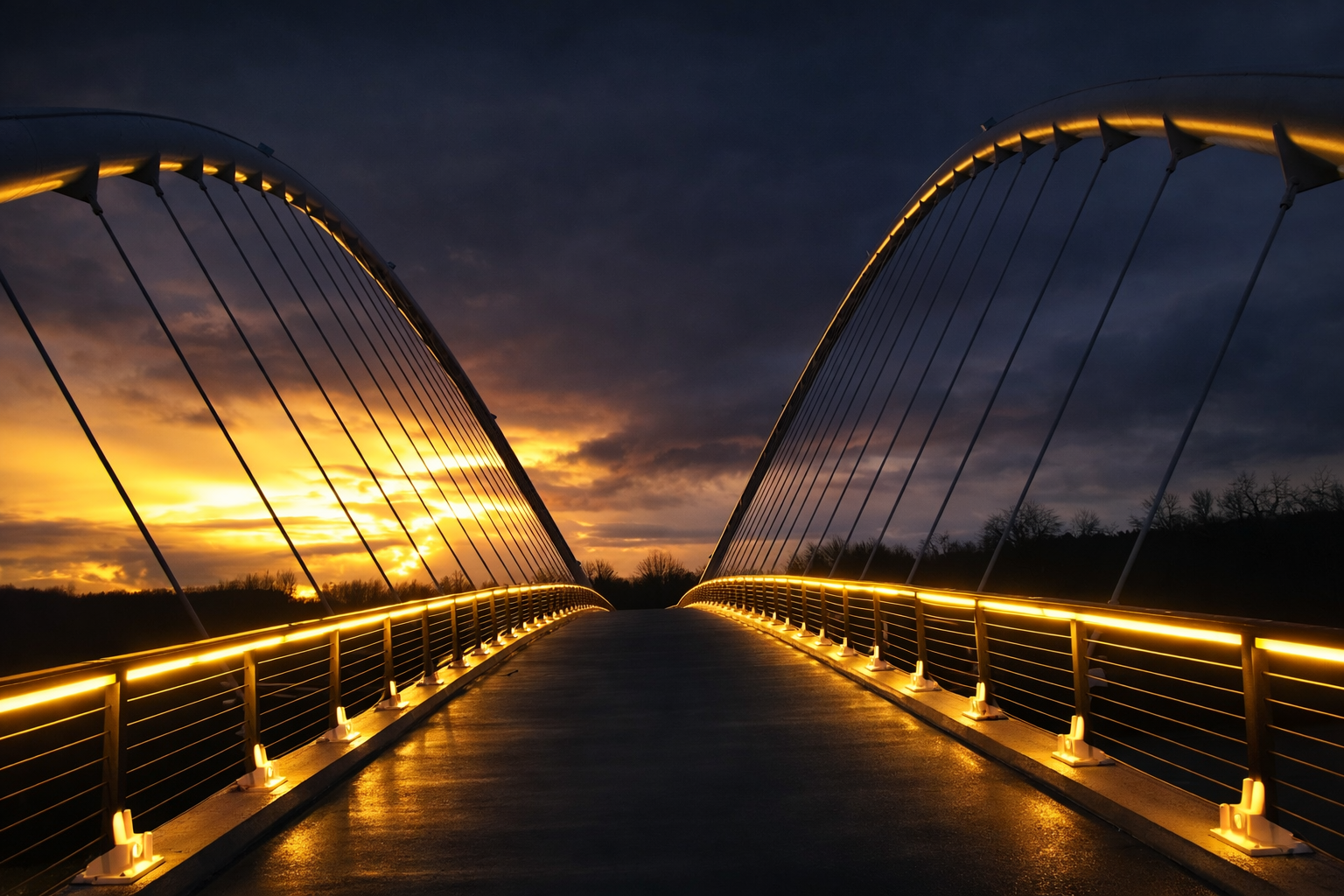 Professional landscape lighting installation on a bridge in Oregon